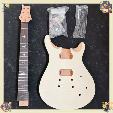 Semi Finished Unfinished DIY PRS Electric Guitar Mahogany Body Rosewood Neck Fixed Bridge with Acces