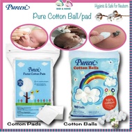 [1pack] Pureen Cotton Ball 100% Kapas Bulat / Kapas petak baru / kapas cuci luka bayi / kapas cuci l