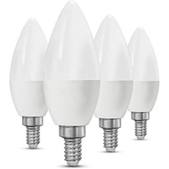 CTKcom 5W E14 Base LED Candelabra Bulbs(4 Pack)- C37 Daylight White 6000K LED Candle Light Bulb,Ceil