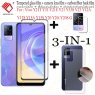 3 in 1 Tempered Glass Vivo Y21T Y31 V21E Y21 Y33T Y33S V23 Y12A Y12S Y15A Y15S Y20 Y20i Y20S G Y72 Y
