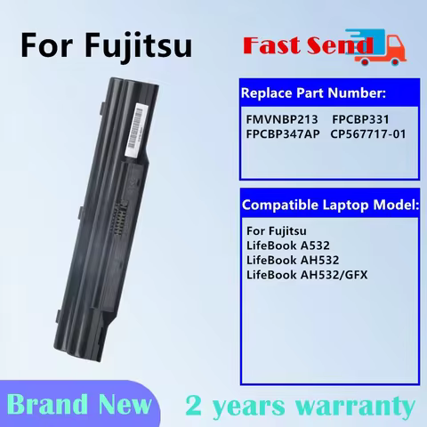 NEW 6 CELLS LAPTOP Battery FOR Fujitsu Lifebook A532 AH532 AH532/GFX FPCBP331 FMVNBP213 FPCBP347AP C