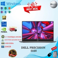 DELL PRECISSION 5520 INTEL CORE I7-7820HQ@2.90GHz 8GB RAM 256GB SSD 4GB NVIDIA QUADRO M1200