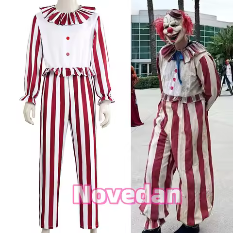 Clown in a Cornfield Suit Cosplay Costume Adult Striped Baypen's Mascot 2025 Movie Men Women Cosplay