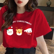 2025 Christmas T-shirt Happy New Year  Cotton Casual Tees Fashion Round Neck T-shirt Women Short-sle