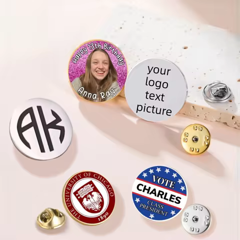 Personalized Picture Pin Engraved College Logo Brooch Stainless Steel Laser Brooch UV Printed Lapel