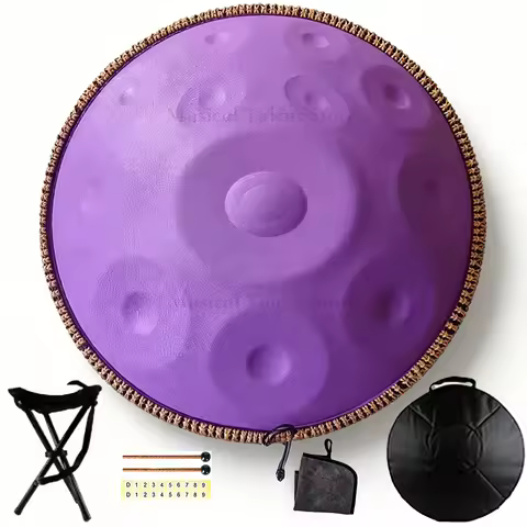 Purple Steel Handpan Drum Hang Drum 432Hz/440Hz 22 Inch D Minor Kurd Scale Percussion for Yoga Medit
