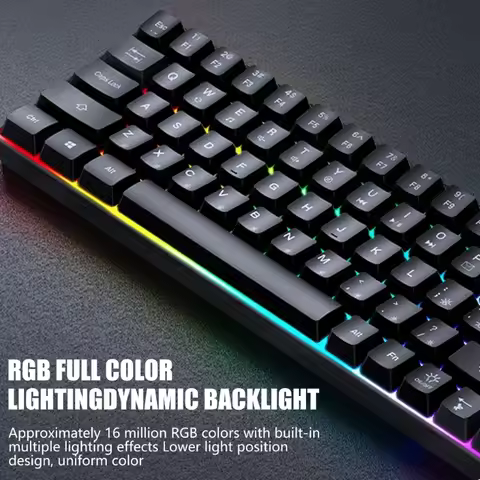 Wire 68Key Compactly Mechanical Keyboard with Low Noise Design and LED Lighting Effects Keyboard for