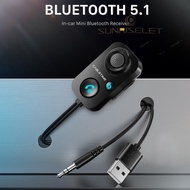 [sunriselet.sg] Car Bluetooth 5.0 Receiver Auto BT Transmitter USB 3.5mm AUX Audio Wireless Adapter for Handsfree Car Amplifier Speaker Headset