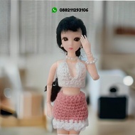 one set baju boneka barbie rajut unik