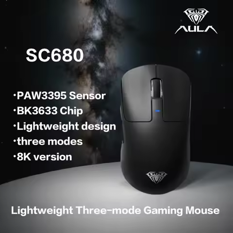 AULA SC680/SC580 Wireless Bluetooth Tri-mode Mouse - Lightweight 5-speed DPI Adjustable for Professi