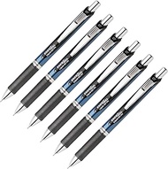 Pentel EnerGel Deluxe RTX Retractable Liquid Gel Pen, 0.7mm Medium Line, Needle Tip, Black, Pack of 6