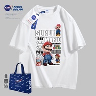 เสื้อยืดแขนสั้นผ้าฝ้ายแท้ NASA สำหรับฤดูร้อน 2023 สำหรับผู้ชายและผู้หญิง แฟชั่นสตรีท ฮิปฮอป ทรงตรง ป