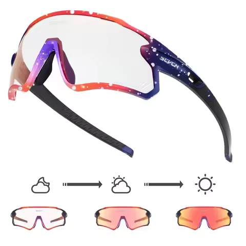 Scvcn Red Photochromic Sunglasses Polarized Men Cycle Glasses Sun Glasses for MTB UV400 Goggles Woma