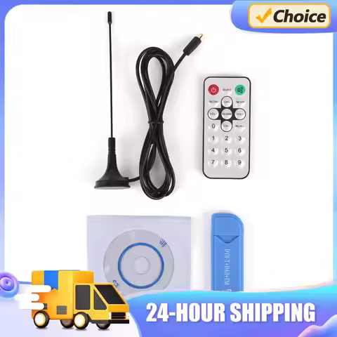 Digital USB 2.0 TV Stick Tuner with Antenna FM TV Receiver 25MHz-1760MHz SDR Tuner Receiver for Radi