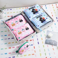 Travel Packing Organizer Bag Cute Striped Travel Portable Clothes Underwear Bag Suitcase Three-Piece
