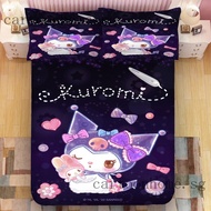 kuromi Fitted Bedsheet pillowcase Bed set 3D printed Single/Super single/queen/king customize beddings korean cotton