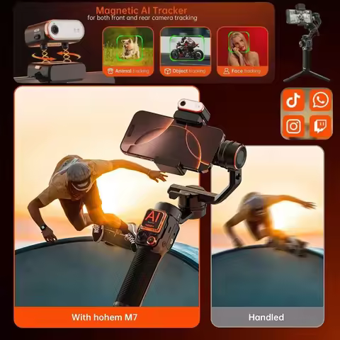 Hohem M7 iSteady M7 Gimbal Stabilizer for iPhone Android,tripod phone stand 3-Axis Gimbal, AI Tracki