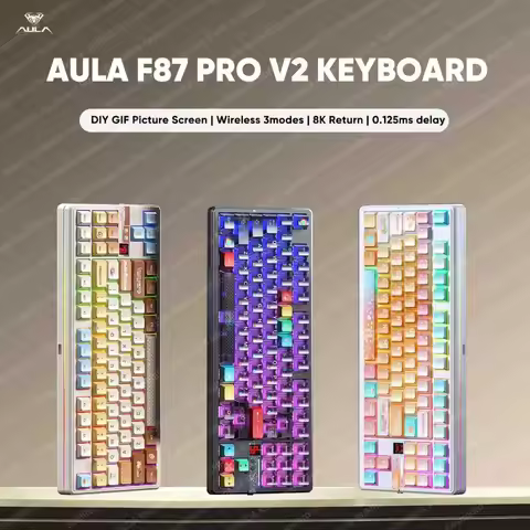 AULA F87 Pro V2 Wireless Gaming Mechanical Keyboard F87Pro V2 Bluetooth 2.4G Wired RGB Hotswap 8K Re