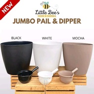 JUMBO Classy Aesthetic Pail & Dipper | Minimalist Timba & Tabo | Big Timba | White Black Mocha