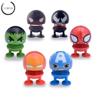 【Big Size】Toy Decoration Car Shaking Head Doll Cute Emoji Doll Avengers Hulk Iron Man Black Spiderman Venom Captain America