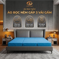 3-fold Mattress Cover, Soft Imported Brocade Fabric, 2 Sides with Zipper - Asia