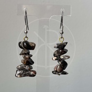 Jasper Chips earrings, natural crystal, brown, crystal chips