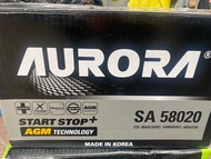 全新最新款極光Aurora免水汽車電池 58020 12v 80ah AGM 維記上門換電/24小時過江龍搭電救車