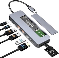 USB C Docking Station with M.2 NVMe SSD Enclosure 10Gbps, 9 in 1 USB-C Hub, Type C SSD Slot with 4K@