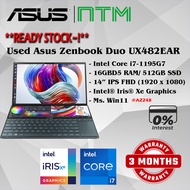#AZ248 USED ASUS ZENBOOK DUO UX482EAR Intel i7-1195G7 16GBD5 512GB SSD Intel Iris XE Dual Touch Scre