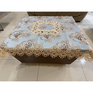 Gold Line Embroidery Square Table Cloth 110 x 110cm Alas Meja Segi Empat