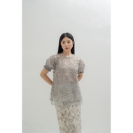 BYROAM CAMELIA TOP PARTY CASUAL KEBAYA, FORMAL SAPTO KEBAYA CAMELIA MELATI BLUE BROCADE TOP, CAMELIA