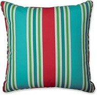 Pillow Perfect Outdoor/Indoor Aruba Stripe Floor Pillow, 25" x 25", Turquoise/Coral