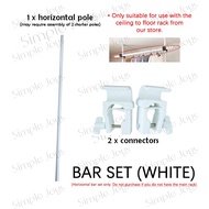 Horizontal bar set ONLY. Ceiling to Floor Adjustable Clothes Drying Rack
