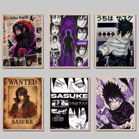 Uchiha Sasuke DIY Sticky Poster Whitepaper Prints Posters Artwork Vintage Decorative Painting