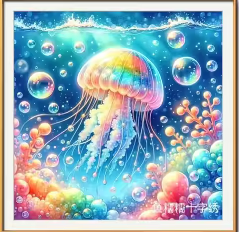 9ct 75x75cm Colored jellyfish Embroidery DIY Printed Kits Cross Stitch Thread Needlework Sets Home D