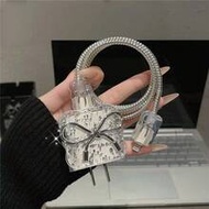 4pcs Silver Bow Design Charger Protector Set, 20W/18W Charger Adapter Cover, Charging Cable Protecto