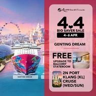 [Resorts World Cruises] [4.4 Flash Sale - FREE UPGRADE to Balcony] 2 Nights Port Klang (KL) (Wed/Sun) on Genting Dream