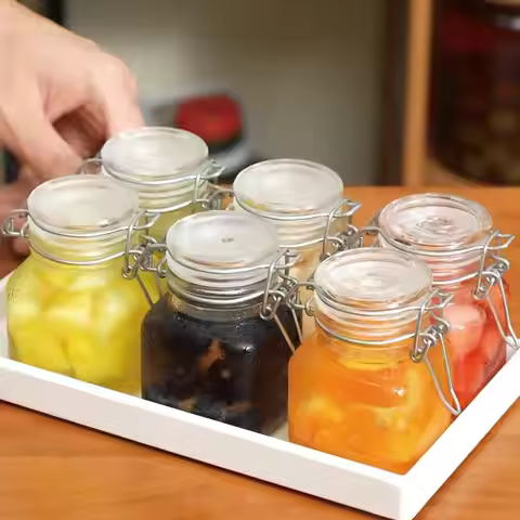 50/100ml Glass Bottle Sealed Jar For Kitchen Food Pickle Fruit Canned Transparent Big Mouth Jam Bott