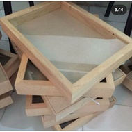 KAYU ! 3d Wooden frame/frame/frame A3 Size 30x42. +Shatterproof Acrylic Glass.