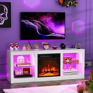 2025 Trendy 58 Inch Electric Fireplace Tv Stand, Equipped With 18 Inch Fireplace And Led Lights Tv C