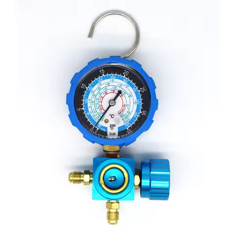 Manifold Gauge,Air Condition Manifold Gauge Manometer& Valve 500/800psi 35/55kgf/cm2 Fit for R404a R