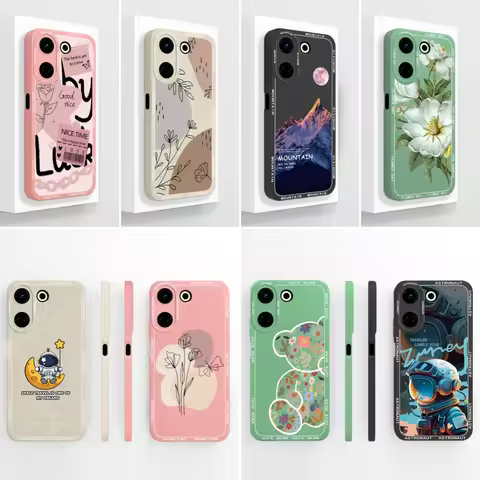 For Tecno Camon 20 Phone Cases Artistic Style Full Protection Soft Liquid Silicone Back Cover For Te