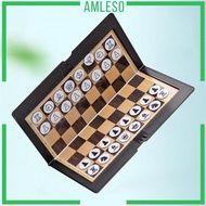 [Amleso] Foldable Mini Chess Set Portable Wallet Pocket Chess for Camping
