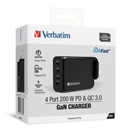 Verbatim 4端口 200W PD 3.0 &amp; QC 3.0 GaN充電器 66703 [香港行貨]