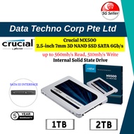 SG READY STOCK - Crucial MX500 2.5" SATA3 Internal SSD 3D NAND 560/560MB/s 7mm - 1TB | 2TB