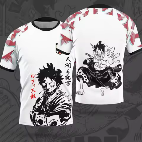 Summer 2026 One Piece Luffy Theme Football Jersey Wind 3D Print Breathable Quick Drying T-shirt Men 