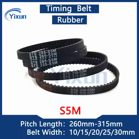 S5M Rubber Timing Belt Length 260 265 270 275 280 285 290 295 300 305 310 315mm Width 10/15/20/25/30