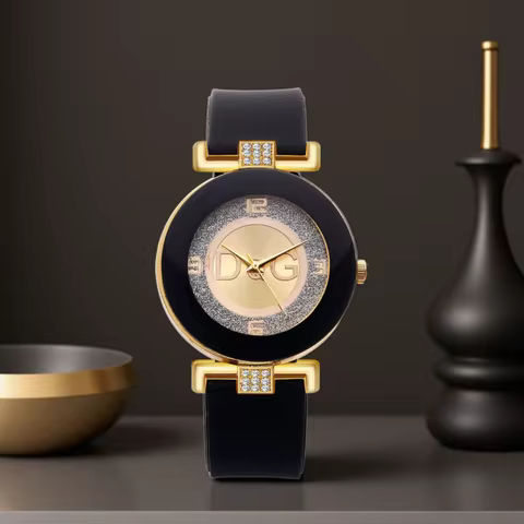 Luxury TOP DQG Brand Ladies Watch White Silicone Diamond Letter Waterproof Digital Quartz Wrist Watc