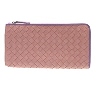 全新 Bottega Veneta Intrecciato 皮革粉紫色 L 型拉鍊長版皮夾 0552 [二手] BOTTEGA VENETA