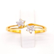 Happy Jewelry แหวนเพชรของแท้ แหวนดอกพิกุลคู่  ทองแท้ 9k 37.5% ME845
